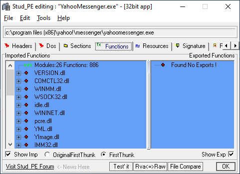 Stud_PE screenshot (functions tab)